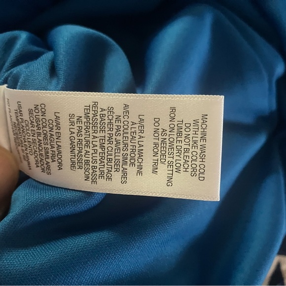 $129 Julia Jordan twist or knot neck blue sleeveless cocktail midi dress. Sz 10. - Picture 12 of 13